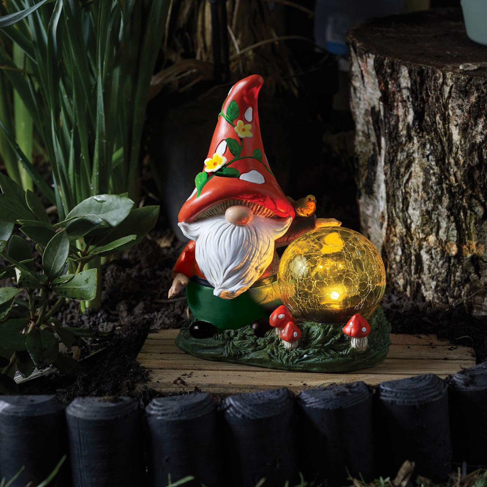 Pflanzen K�lle Smart Garden Solar Powered Woodland Wizard Crackle Glove LED Ornament 20.5cm