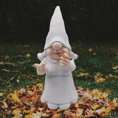 MINICAR 8'' H Funny Middle Finger Lady Gnomes Statues Outdoor Decor, Naughty Smoking Sculptures Garden Yard Patio Decorations, Paintable Unique Gifts