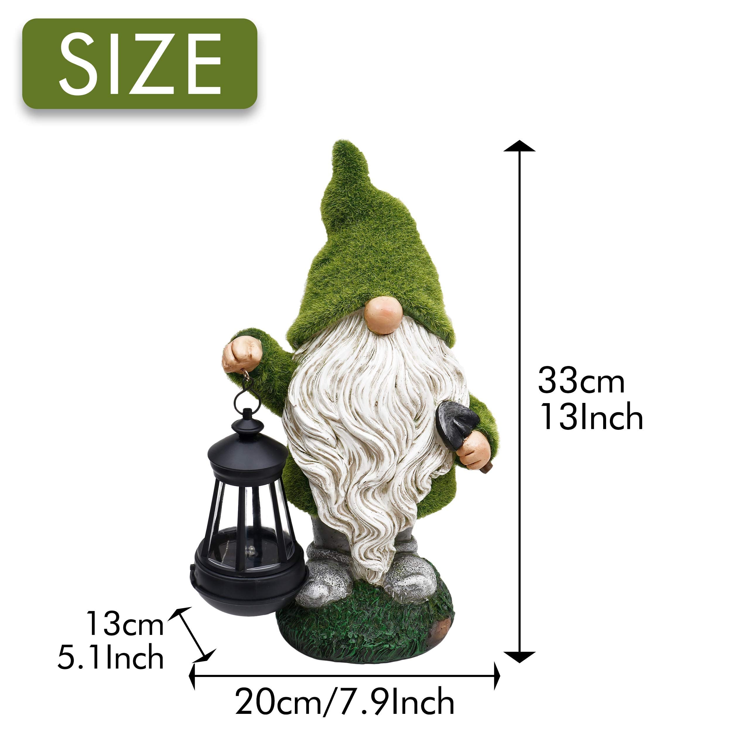 TERESA'S COLLECTIONS Funny Garden Gnome with Lantern, Gonk Statues Solar Garden Ornaments Outdoor, Waterproof Garden Gifts for Patio Lawn Yard Decorations, 33cm Tall