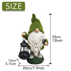 TERESA'S COLLECTIONS Funny Garden Gnome with Lantern, Gonk Statues Solar Garden Ornaments Outdoor, Waterproof Garden Gifts for Patio Lawn Yard Decorations, 33cm Tall
