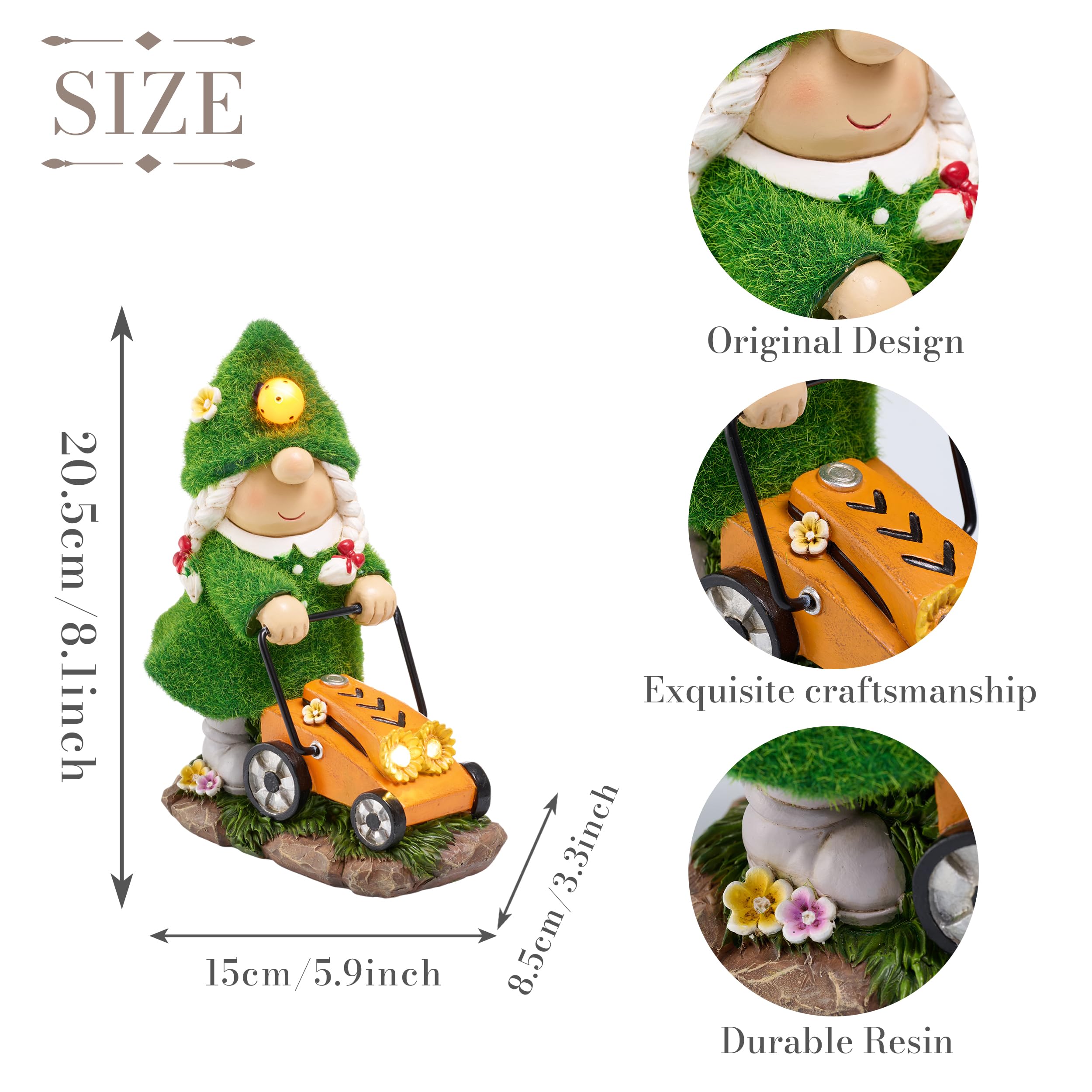 TERESA'S COLLECTIONS Gardeh Ornaments - Lovely Wedding Gonks with Solar Lights, Family Series, Waterproof Resin, Indoor/Outdoor 20.5CM