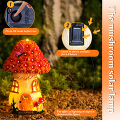 Porgeel Fairy House Solar Lights Waterrproof Resin Solar Fairy House Decorative Shaped Solar Garden Lights for Outside Patio Yard Decor Garden Ornaments