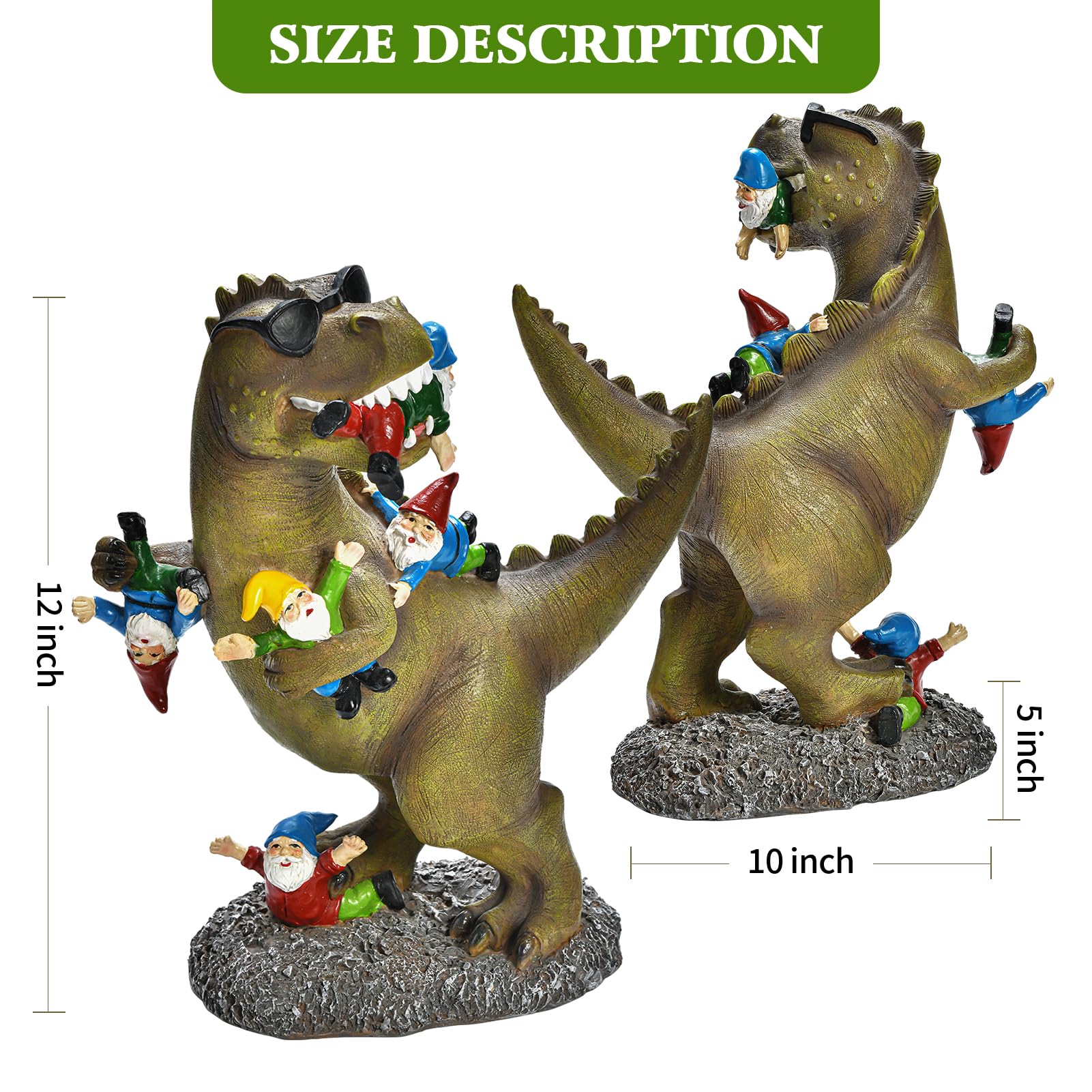 ACHYHAVIN Garden Gnome Statues Garden Decor - Large Dinosaur Eating Gnomes Outdoor Decor for Patio,Lawn,Yard Decor - Uique Housewarming Gift