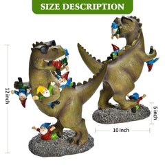 ACHYHAVIN Garden Gnome Statues Garden Decor - Large Dinosaur Eating Gnomes Outdoor Decor for Patio,Lawn,Yard Decor - Uique Housewarming Gift