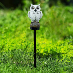 Owl Solar Garden Stake Lights, 2 Pack Owl Outdoor Path Solar Powered Owl Stake Lights for Walkway Yard Lawn Landscape Lighting (White&Brown)