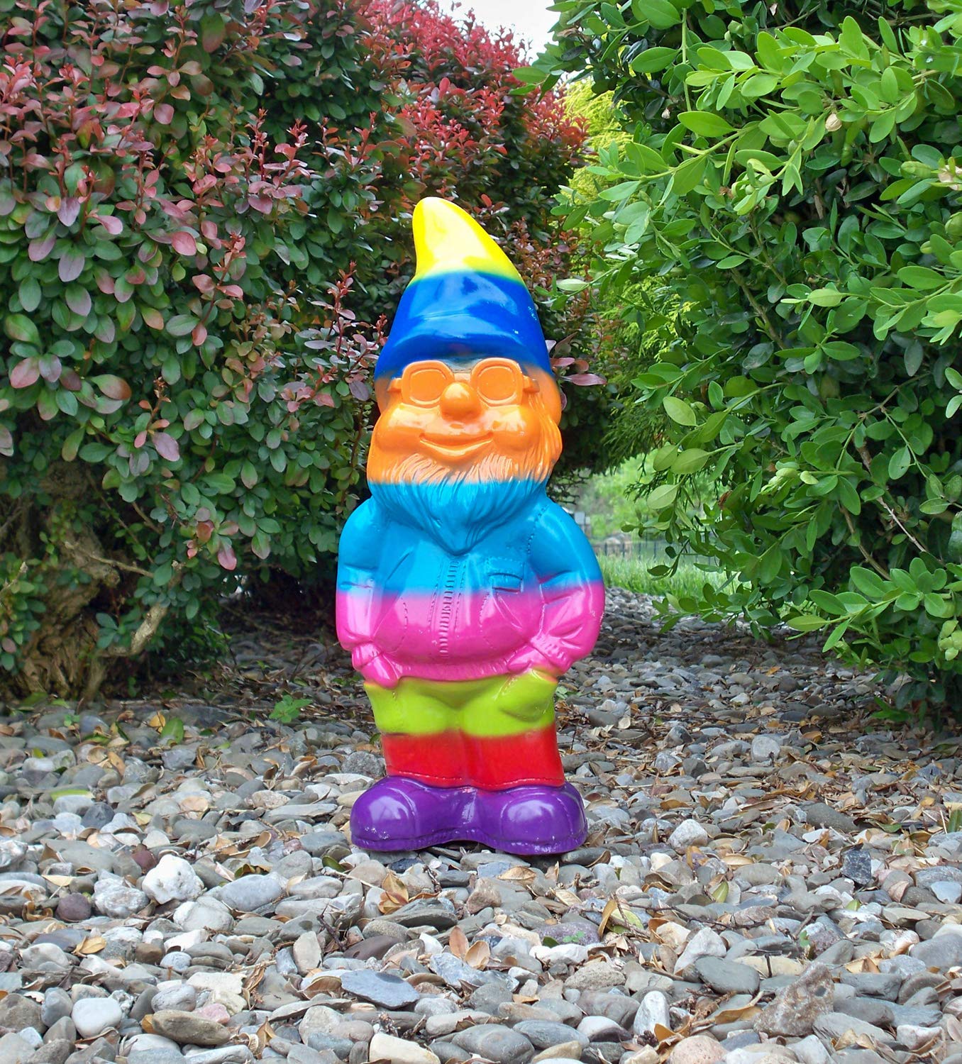 RAKSO Rainbow Pride Gnome, 13", Large UV Resistant Ornament for Lawn or Garden
