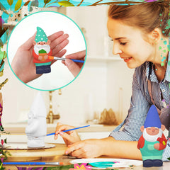 Simgoing 6 Sets Ready to Paint Your Own Garden Gnomes Statues Summer DIY Unfinished Ceramic Gnomes for Painting Figures Plaster Arts and Crafts with Brush Palette for Adults
