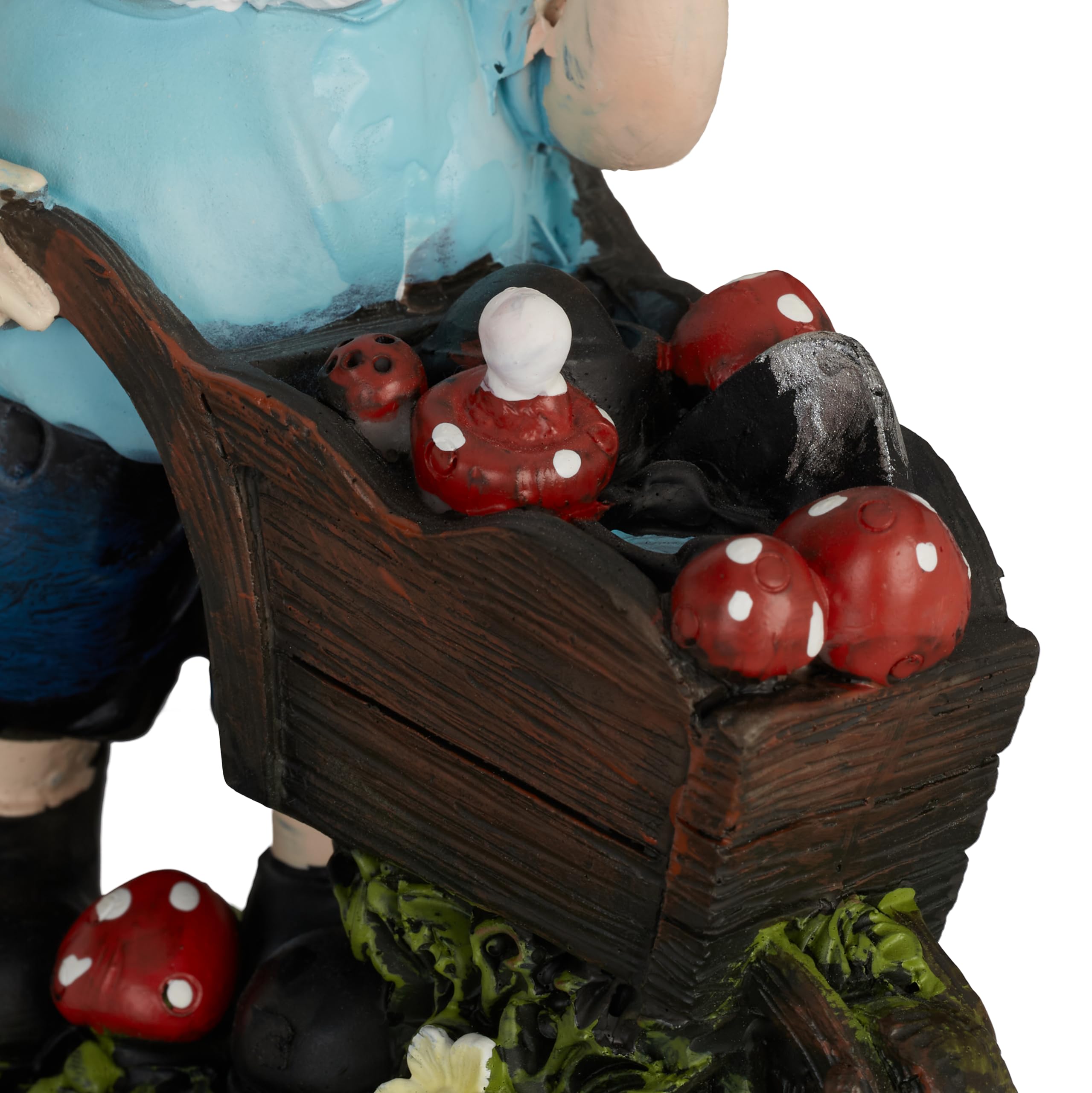 Relaxdays Garden Gnome with Toadstools, Weather & Frostproof, 14.5 x 10.5 x 7 cm, Figurine, Polyresin, Multicoloured