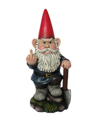 World Of Wonders Naughty Garden Gnome with Axe Flipping Bird Statue