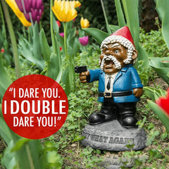 HAIFENGDA Say What Again Angry Garden Gnome, Funny Gnome with a Weapon Resin Ornaments, 9" War Gnome Outdoor Garden Statues for Indoor/Outdoor/Lawn/Yard Art Decorations