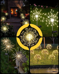 KALAHOL Solar Firework Lights 180 LED 2 Pack, 8 Modes Solar Lights Outdoor Garden IP65 Waterproof, Decoration for Pathway Flowerbed Party Ornaments Yard(Warm White)