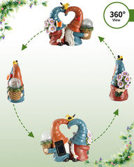 iStatue Solar-Powered 8.3'' Spring Summer Kissing Gnomes Decorations for Home & Garden - Decorative Outdoor Lawn Ornaments and Statues Clearance (Loved Gnomes)