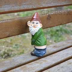 GREBSTK Garden Gnome Outdoor Statues Garden Sculpture Decoration Garden Figurine Art, 6 Inch Old Man with White Beard Sticking Out Tongue