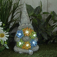 Azuma Garden Ornament Solar Power 6 White LED Lights Outdoor Decoration 29cm Gnome