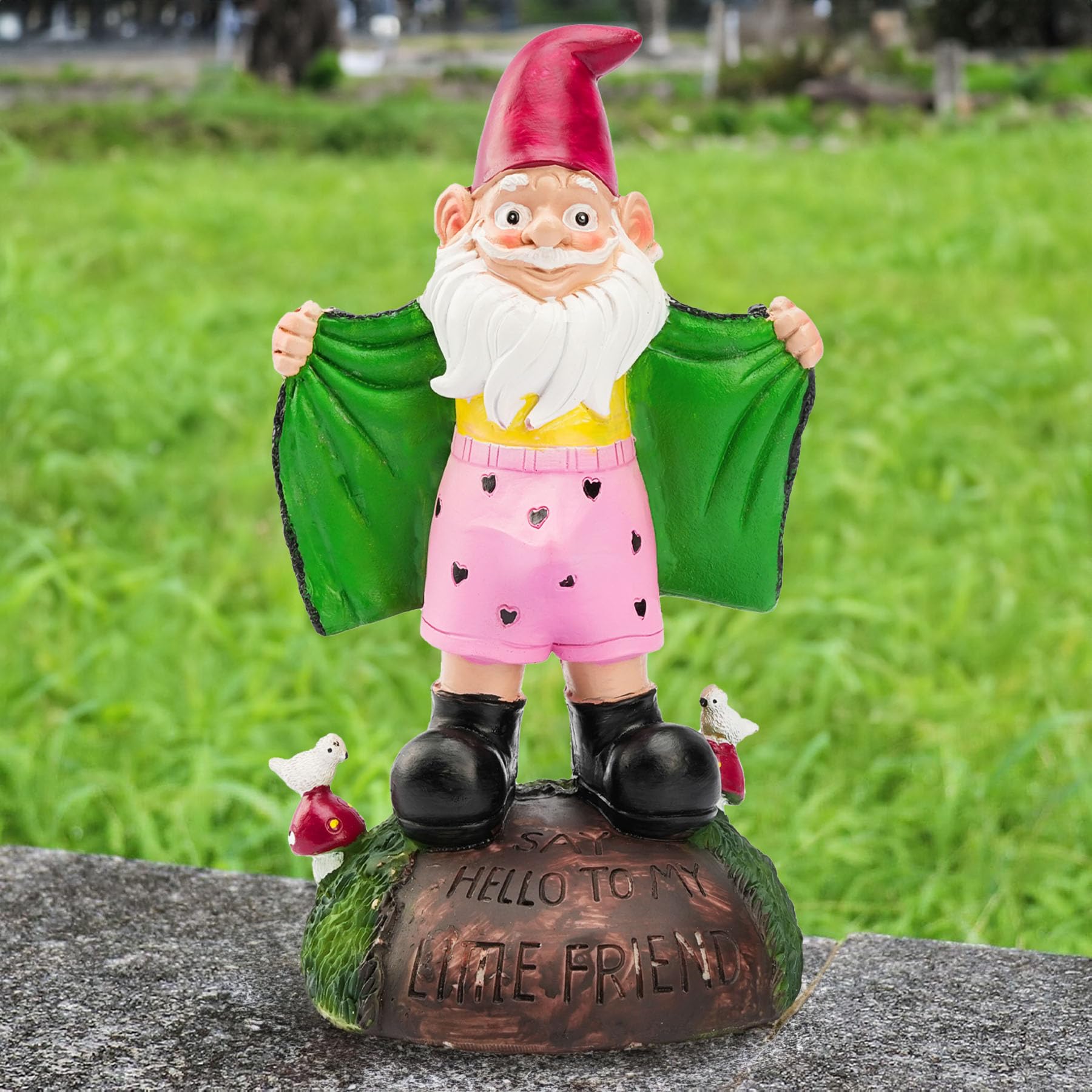 Euiroet 9.6" Funny Gnome Statue,Outdoor Landscape Accent,Large Garden Sculptures & Statue,Whimsical Gnome Patio Figurine for Lawn Ornament,Backyard Decor