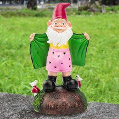 Euiroet 9.6" Funny Gnome Statue,Outdoor Landscape Accent,Large Garden Sculptures & Statue,Whimsical Gnome Patio Figurine for Lawn Ornament,Backyard Decor