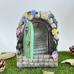 Jauhmui Fairy Garden Door - Glow in the Dark Miniature Tree Trunk, Retro & Mystical Elf Door, Solar Lights Statues, Garden Trees Decoration
