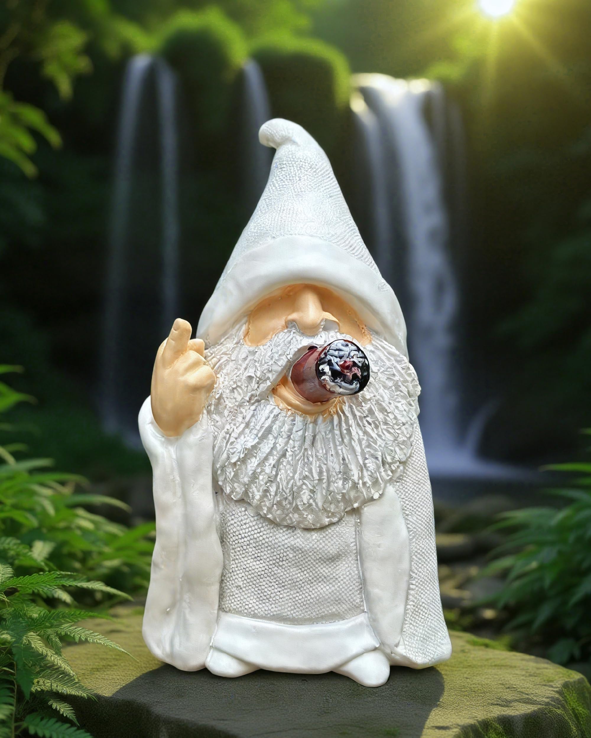 YYDGZG Middle Finger Figurine Decorations for Lawn Yard Balcony Porch Patio Home Ornaments Outdoor，Garden Statue Outdoor, Smoking Wizard Gnome, 5.9 Inch (Statue A)