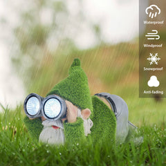 TERESA'S COLLECTIONS Garden Ornaments Outdoor, Lovely Spying Gonks Using Telescope with Solar Lights, Waterproof Resin Gonks Ornaments, Indoor Outdoor 26.5CM