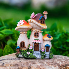 Candieslife Solar Garden Statue Lights Mushroom Fairy House Figurine, Outdoor Memorial Garden Ornaments Gift Waterproof Decoration for Outside Patio Yard Lawn Decor