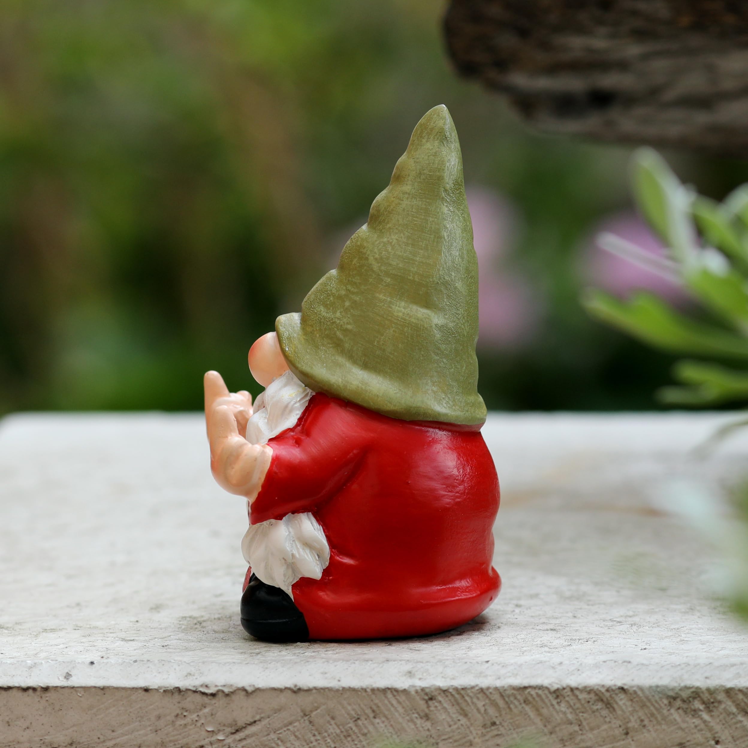 Middle Finger Female Gnome Mini 3.5in,Double Bird Gnome - Naughty Funny Outdoor Decoration for Yard Patio Lawn Ornament and Home Decor,Fairy Garden