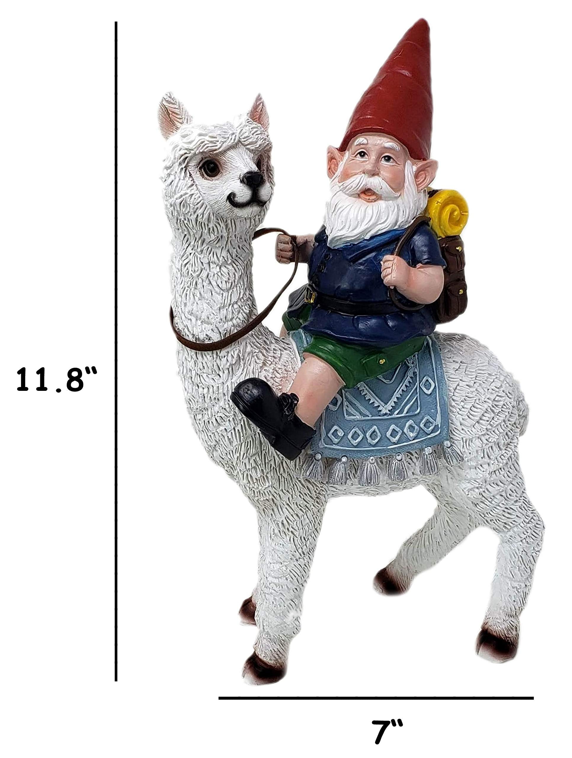 Funny Guy Mugs Gnome and a Llama Statue- Indoor/Outdoor Garden Gnome Sculpture for Patio, Yard or Lawn