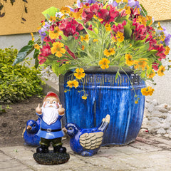 Funny Garden Gnomes, Colorful Garden Ornaments Double Middle Finger Outdoor Naughty Resin Gnome Figurine Gift 13.97cm