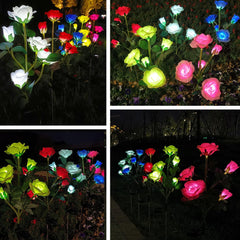 XVZ 2 Pack Solar Powered Rose Lights, Yellow, Waterproof, Outdoor Garden Patio Yard Pathway Party Decoration