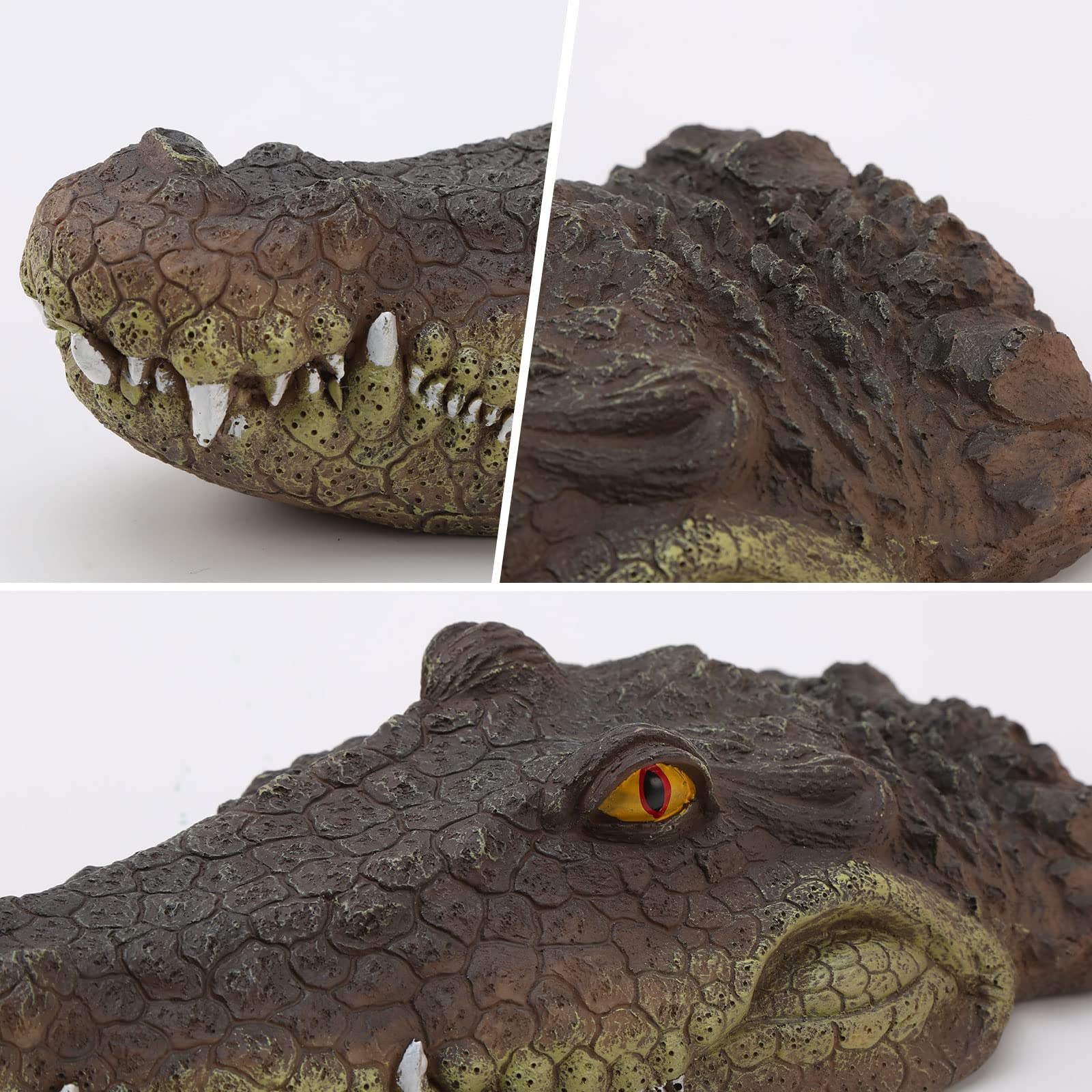 Rehomy Pond Floating Alligator Head Decoy Pool Accessories Detailed Fake Alligator Head for Pond Decoration and Protection (01)
