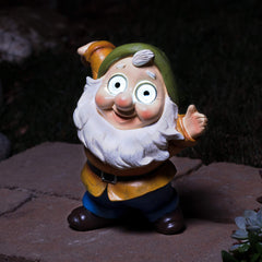 Blazin' Gnome Solar Yellow Garden Decor, Weather Resistant Patio Ornament with LED Eyes, Unique Gift for Housewarming or Holiday