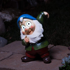 Blazin' Outdoor Garden Decorations Gnome | Solar Patio Decorations - Yard Ornaments | Solar Elf Figurine for Terrace, Balcony, Deck | Weather Resistant | Patio Gift | Auto On/Off - (Green)