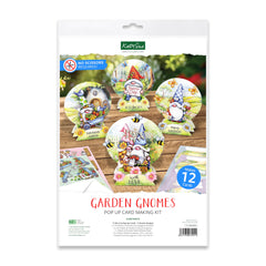 Katy Sue Garden Gnomes Die-Cut Pop-Up Card Making Kit for Adults. Makes 12 Cards & Contains Gnome or Gonk Die-Cut Decoupage Paper Sheets, Supports, Envelopes & Foam Pads for Card Making Supplies