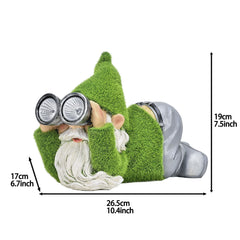 TERESA'S COLLECTIONS Garden Ornaments Outdoor, Lovely Spying Gonks Using Telescope with Solar Lights, Waterproof Resin Gonks Ornaments, Indoor Outdoor 26.5CM