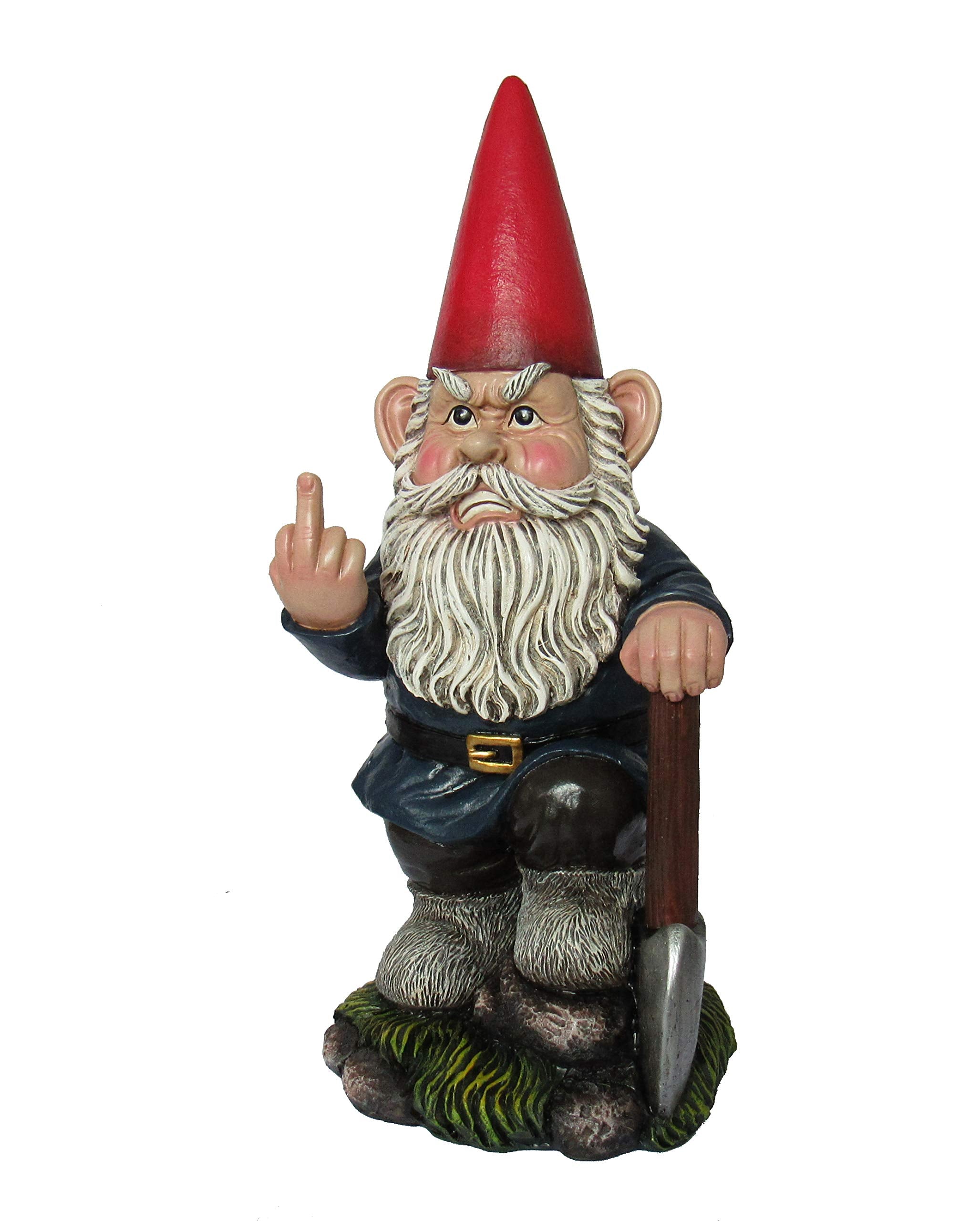 World Of Wonders Naughty Garden Gnome with Axe Flipping Bird Statue
