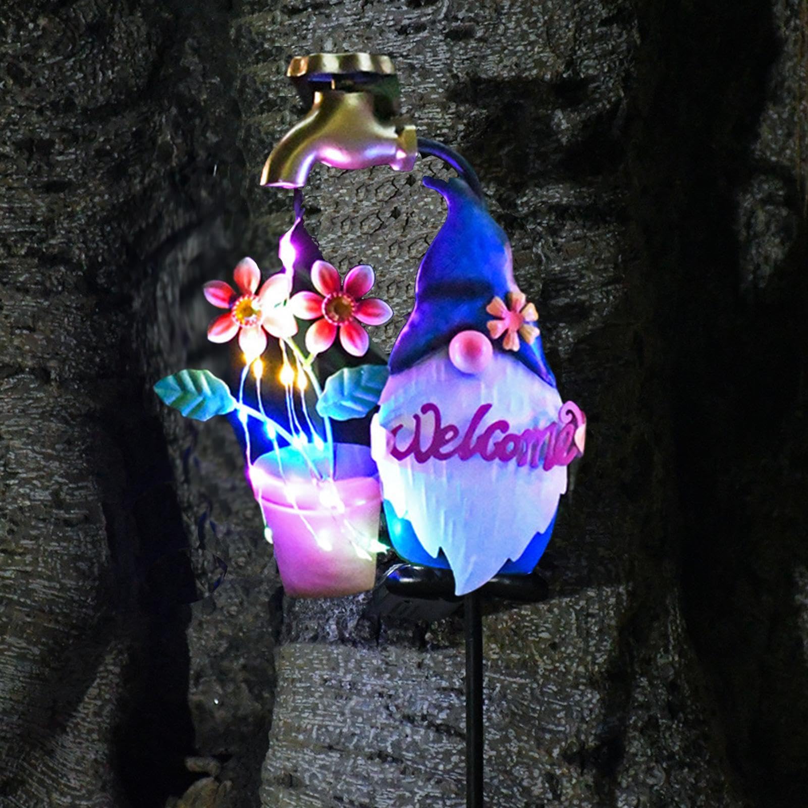 Solar Stake Lights Outdoor, Cartoon Gnome Solar Garden Stakes, Waterproof LED Landscape Lighting, Twinkling Garden Decoration, Winter Christmas Yard Lights, Backyard Walkway Lighting, Decorative Solar