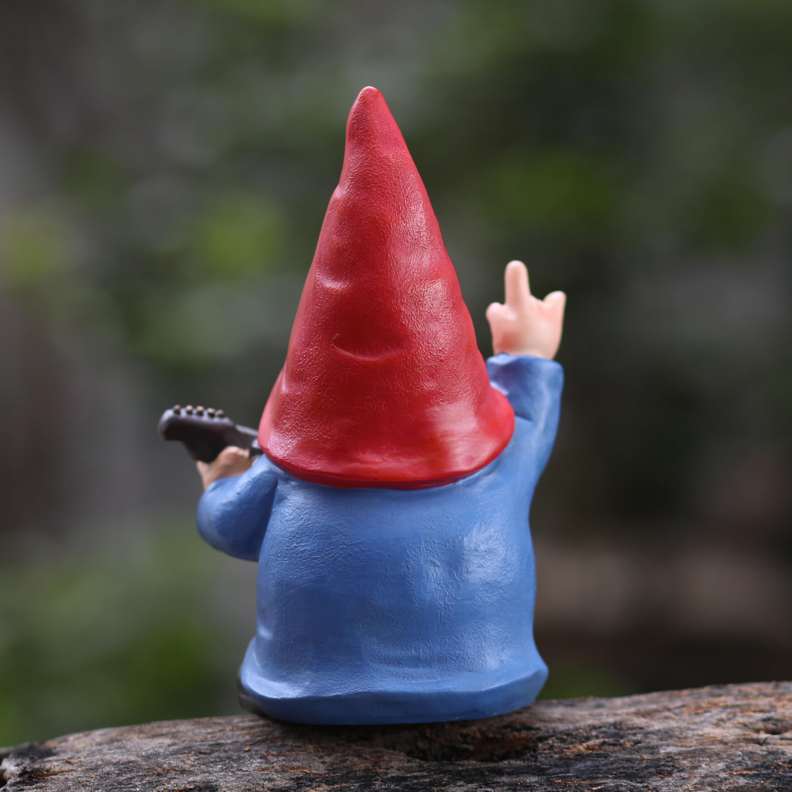 WSHMZYHOME Garden Gnome with Guitar Figurine, Red Hat, Blue Outfit, Indoor Outdoor Decorative Statue