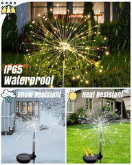 KALAHOL Solar Firework Lights 180 LED 2 Pack, 8 Modes Solar Lights Outdoor Garden IP65 Waterproof, Decoration for Pathway Flowerbed Party Ornaments Yard(Warm White)