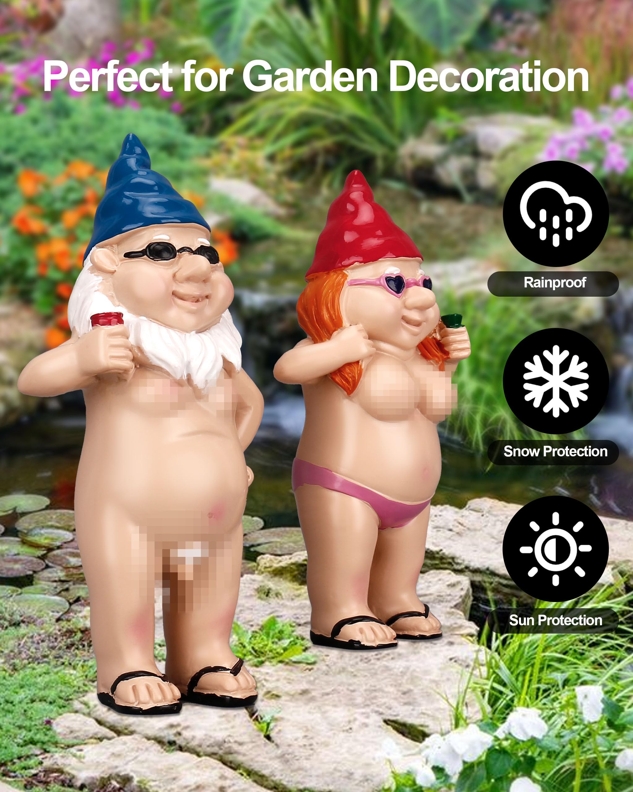 BBdis 2 PCS Garden Gnomes, 4.7 Inch Naughty Garden Gnome Funny Gnomes Statue for Home Indoor or Outdoor Lawn Gnome Decorations Housewarming Halloween