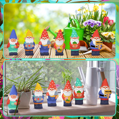 Simgoing 6 Sets Ready to Paint Your Own Garden Gnomes Statues Summer DIY Unfinished Ceramic Gnomes for Painting Figures Plaster Arts and Crafts with Brush Palette for Adults