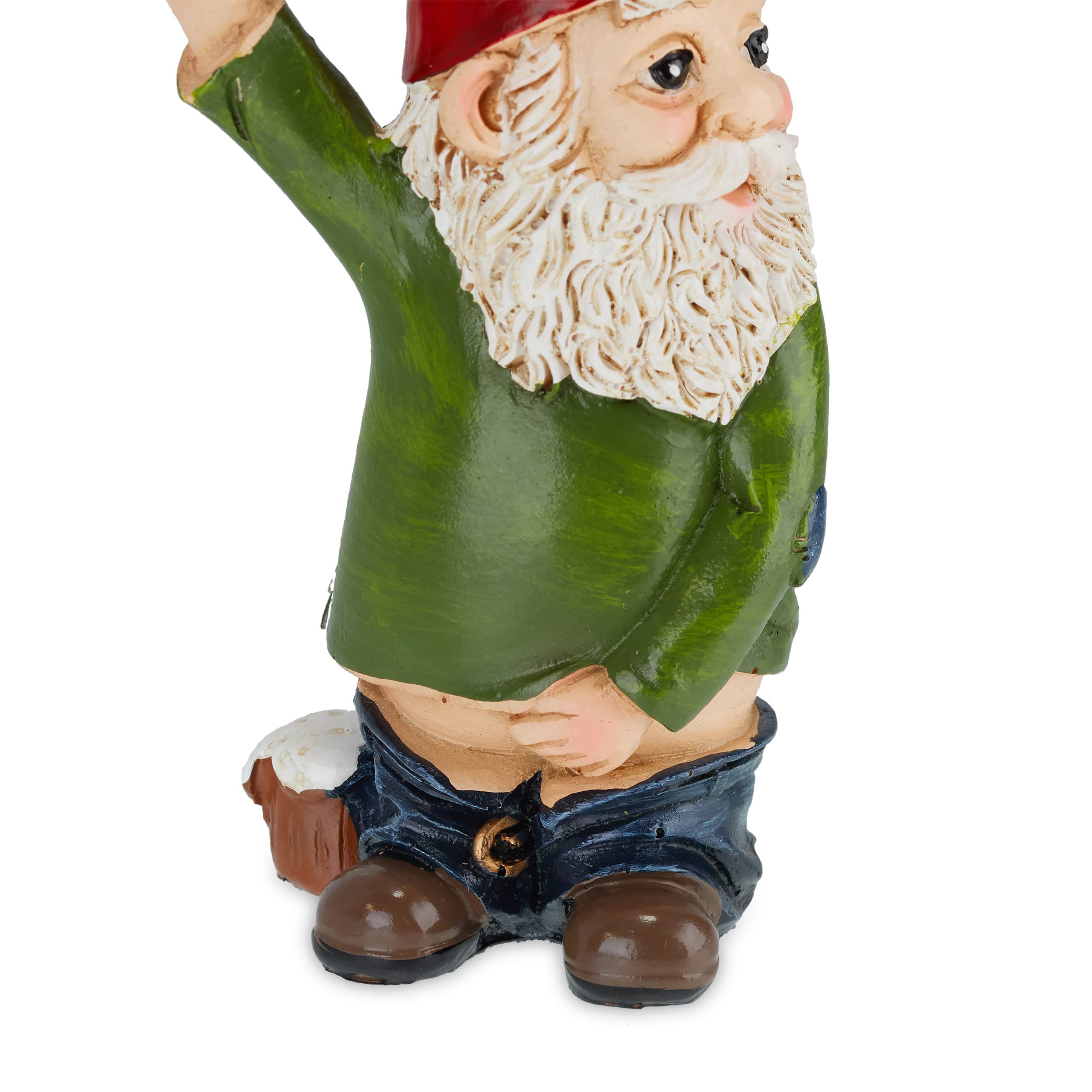 Relaxdays Peeing Gnome, Rude Figurine, Weatherproof, Frost Resistant, Garden Statue, Polyresin, Multicoloured, 10 x 5 x 4 cm