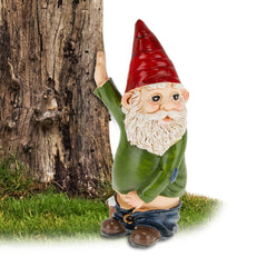 Relaxdays Peeing Gnome, Rude Figurine, Weatherproof, Frost Resistant, Garden Statue, Polyresin, Multicoloured, 10 x 5 x 4 cm