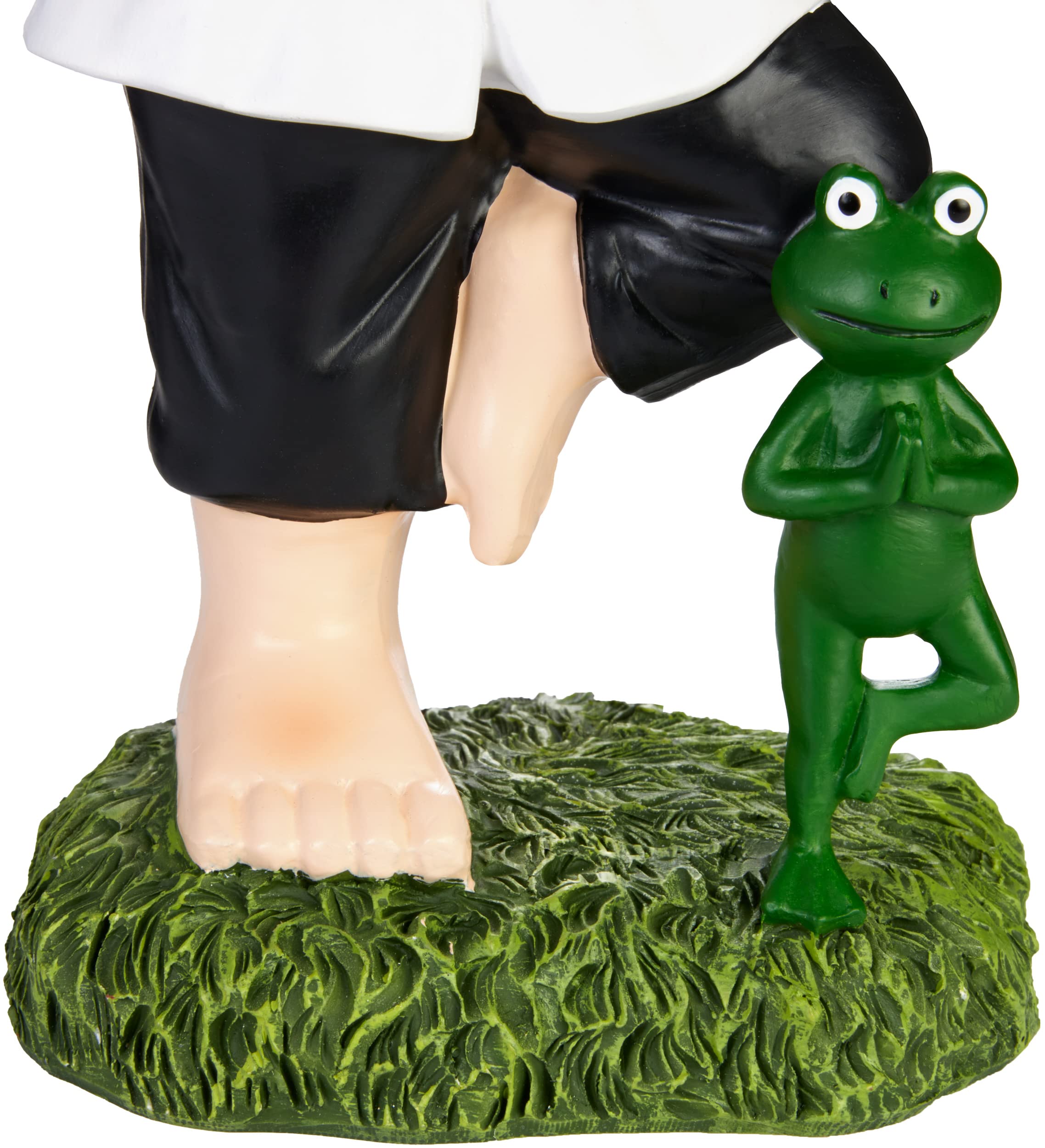 BRUBAKER Garden Yoga Gnome Tree - Gnome with Frog - Garden Sport Figure Vrksasana - Weatherproof Zen Decoration for Garden and Camping - Funny White Outdoor Decoration - 9.5 inches