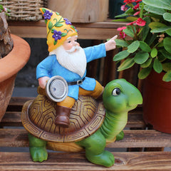 Turtle Solar Lights Outdoor Garden,Turtle Statue with Solar Light and Gnome | Waterproof Tortoise Sculpture, Outdoor Patio Balcony Courtyard Garden Lawn Decoration