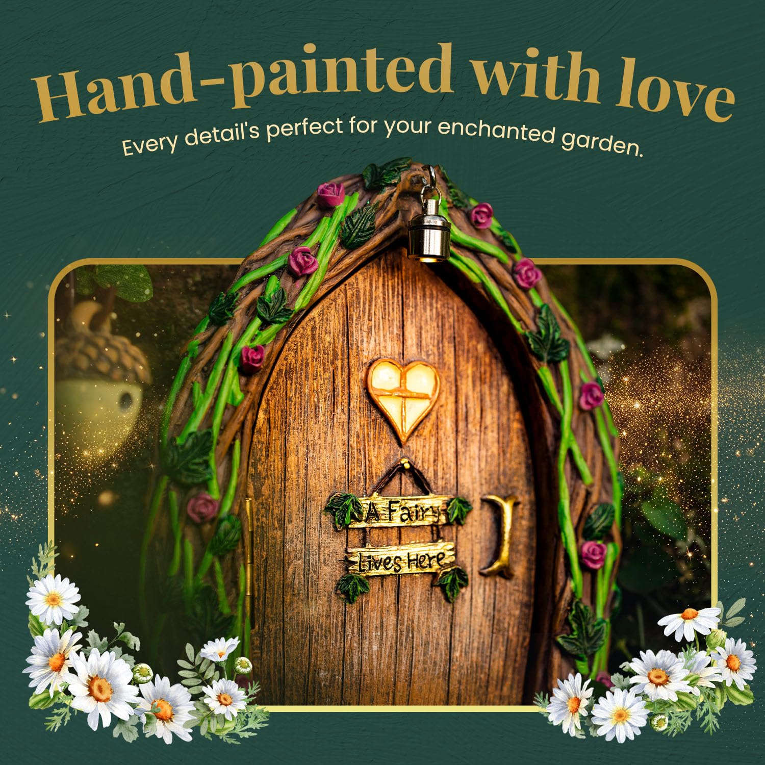 Opening Fairy Door & Window Set for Trees - Fairy Garden Kit with Light, Decor