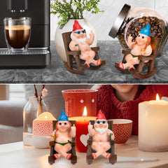 SepApr88 Garden Gnomes, Funny Naughty Naked Gnomes Figurines in Rocking Chair, Outdoor Garden Yard Lawn Statues, Middle Finger Resin Decor for Home Office（2Pcs, Sitting）