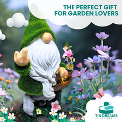 TIN DREAMS FACTORY | "Go Away Solar Rechargeable Garden Gnome - Fun Outdoor Decoration for Garden and Patio - Dwarfs - Resin Figures - Original Home Ornaments