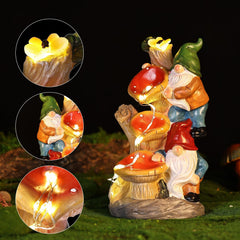 10.8'' Garden Gnome Statue with Solar Lights – Funny Outdoor Gnomes for Yard, Lawn, Patio or Porch, Resin Gnome Figurines with LED Lights, Housewarming Garden Gifts for Mom, Dad, Women, Grandparents
