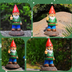 Garden Gnomes Funny Middle Finger Gnomes Garden Ornaments Resin Rude Garden Gnomes Middle Finger Naughty Gnomes for Yard Lawn Garden Decorations