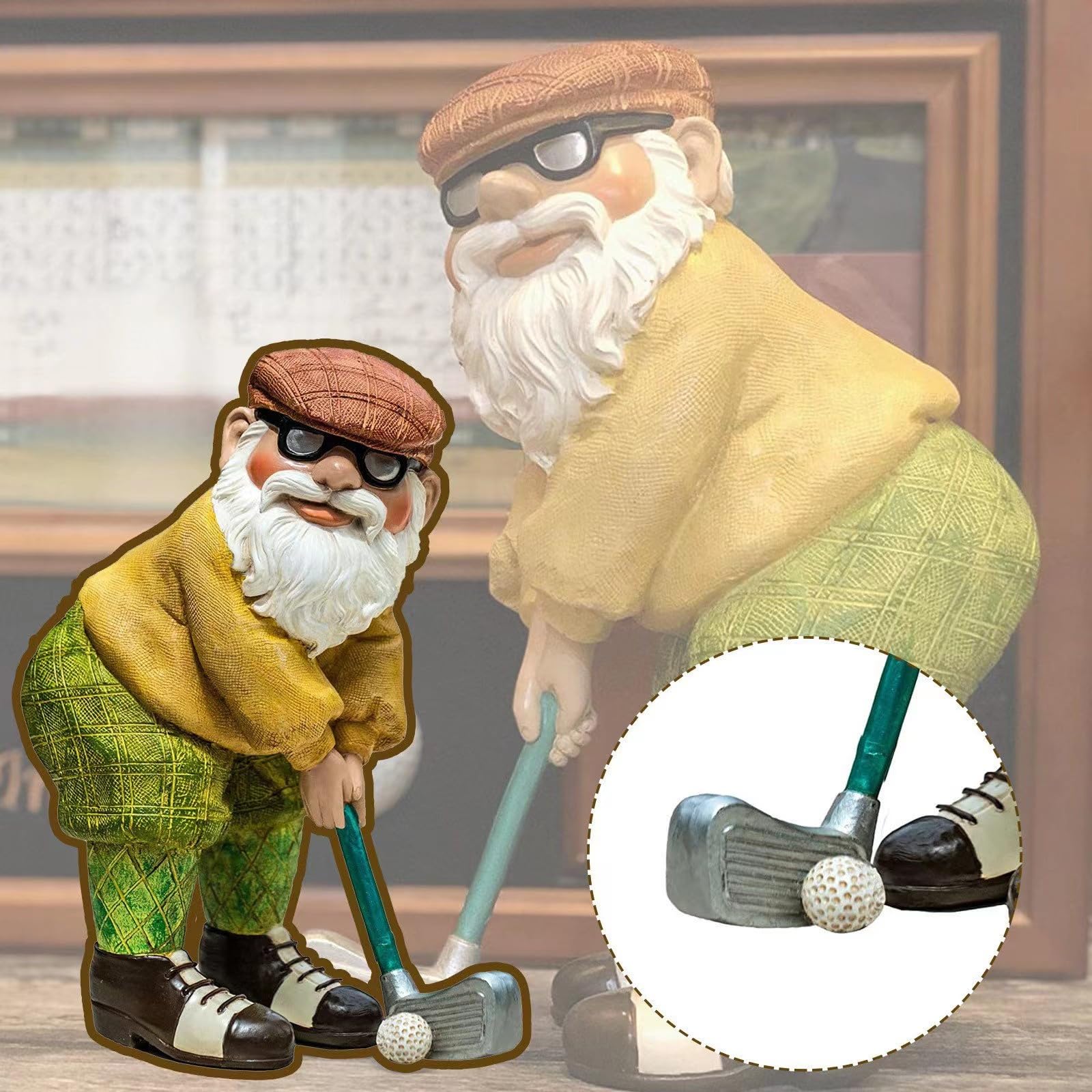 Mcuhm Garden Gnome Ornament - Handmade Resin Golfing Gnome Statue, Lightweight & Weatherproof Outdoor Decor for Garden, Patio, Yard for Gnome Lovers & Handmade Collectors