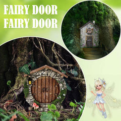 Fairy Garden Doors and Windows for Trees Miniature Fairy Gnome,Sculptures and Statues Wall and Trees Outdoor Wooden Doors and Windows in The Yard Garden Trees Garden Garden Sculptures and Statues